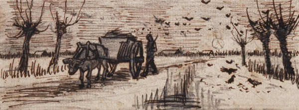 Ox-Cart in the Snow, from a Series of Four Drawings Symbolizing the Four Seasons (pencil, pen and br a Vincent Van Gogh