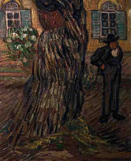 St. Paul's Hospital, St. Remy, detail of man and tree a Vincent Van Gogh