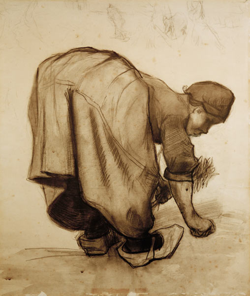 Van Gogh, Peasant Woman Gleaning /Draw. a Vincent Van Gogh