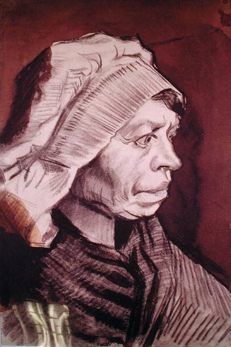 Portrait of a Woman (Head of a peasant woman with bonnet) a Vincent Van Gogh