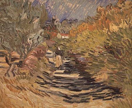 A Road in St. Remy with Female Figures a Vincent Van Gogh