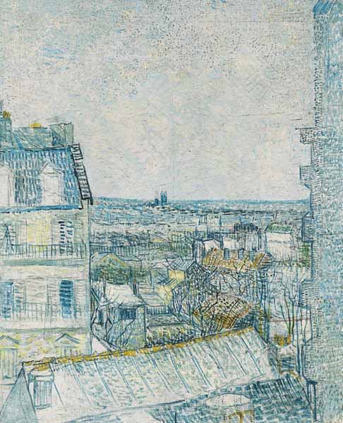View from the Artist''s Window, rue Lapic, 1887 (oil & pencil on board) a Vincent Van Gogh