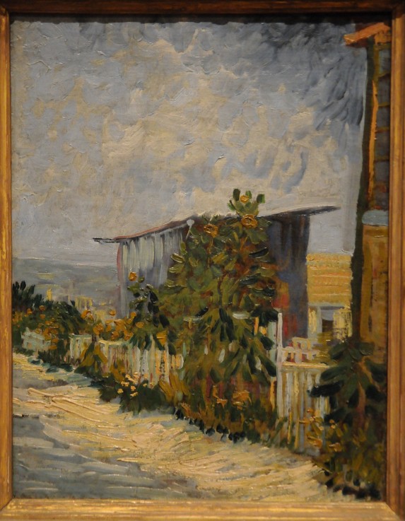 Shed at the Montmartre with sunflower a Vincent Van Gogh