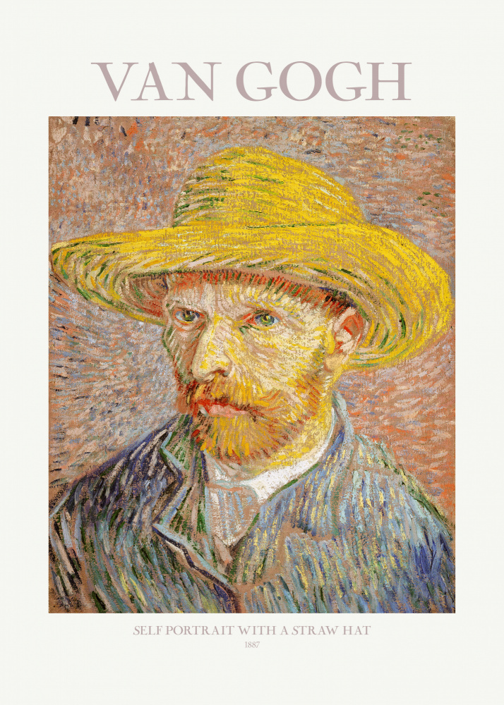 Self Portrait With Straw Hat a Vincent Van Gogh