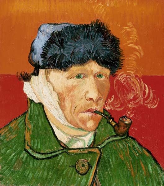 Self Portrait with Bandaged Ear and Pipe a Vincent Van Gogh