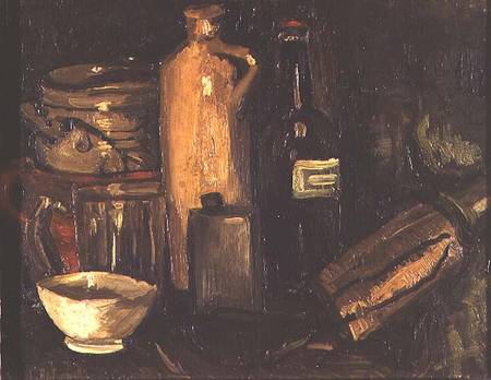 Still life with pots, bottles and flasks a Vincent Van Gogh
