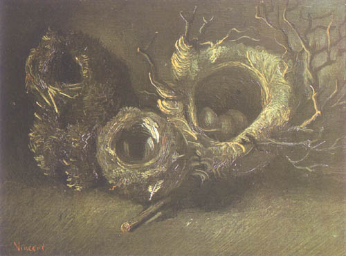 Still life with three bird's nests a Vincent Van Gogh