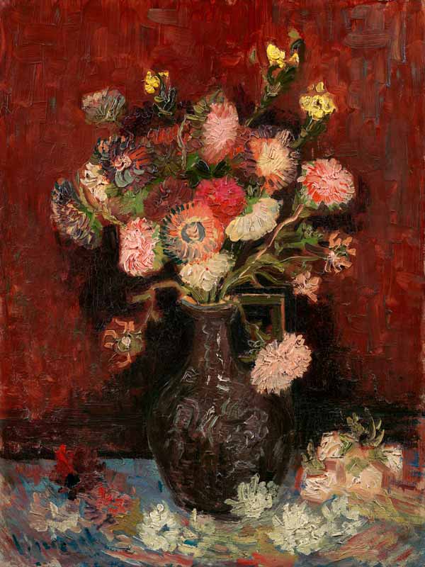 Vase with Chinese asters and gladioli a Vincent Van Gogh