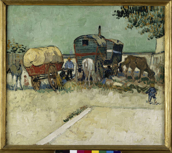 Van Gogh / Gypsy camp, horse-drawn wag. a Vincent Van Gogh