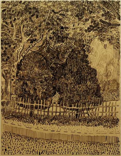 V.van Gogh, Park with Fence /Draw./1888 a Vincent Van Gogh
