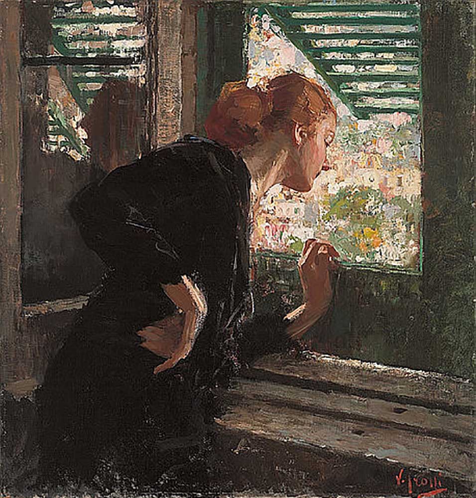 Woman at a window a Vincenzo Irolli