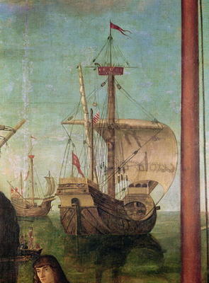 The Meeting and Departure of the Betrothed, from the St. Ursula Cycle, detail of a ship, 1490-96 (oi a Vittore Carpaccio