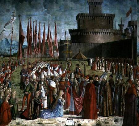 The Pilgrims Meet Pope Cyriac before the Walls of Rome, from the St. Ursula Cycle a Vittore Carpaccio