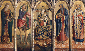 Madonna mit dem Kind und vier Heiligen. Polyptichon a Vittore Crivelli