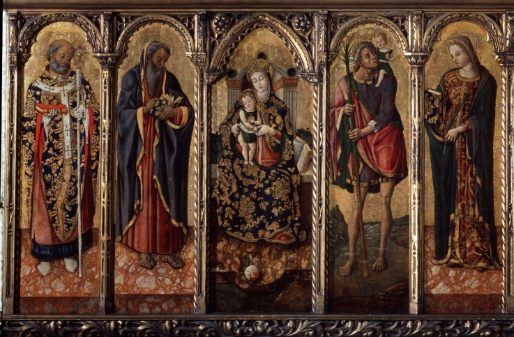 Madonna and Child with Saints (Polyptych, five separate panels) a Vittore Crivelli