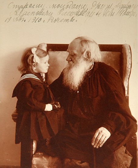 The author Leon Tolstoy with his granddaughter Tatiana in Yasnaya Polyana a Vladimir Grigorievich Chertkov