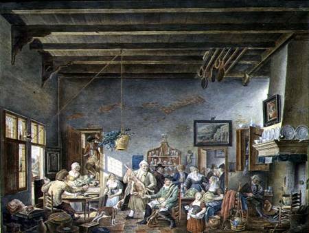 A Dutch Tavern Interior (after a painting by Johannes Petrus van Horstock) (1745-1825) 1824 a W. Jansens