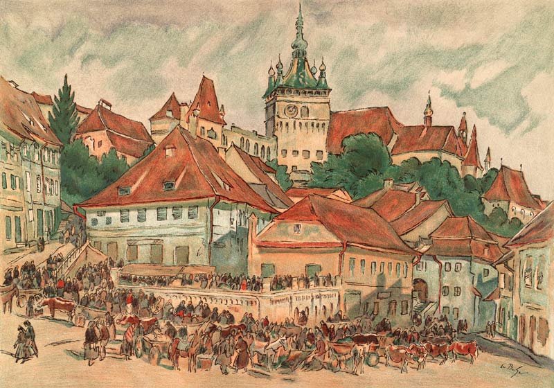 Cattle market in Sighisoara , Buhne a Walter Buhne