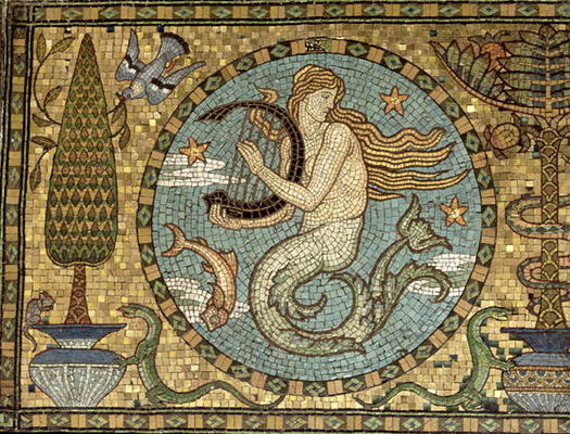 Detail of the gold mosaic floor, c.1881 (mosaic) (see also 250627) a Walter Crane