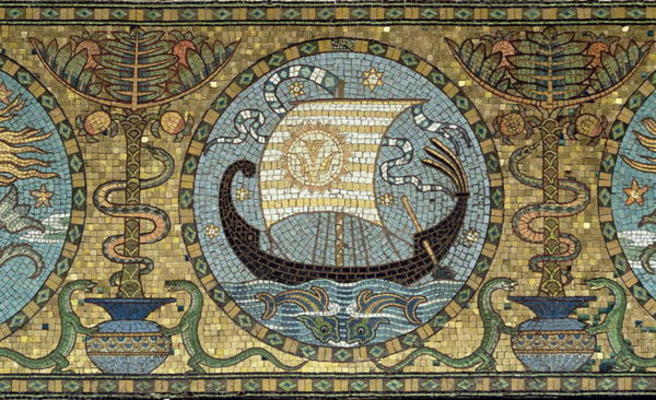 Detail of the gold mosaic floor, c.1881 (mosaic) a Walter Crane