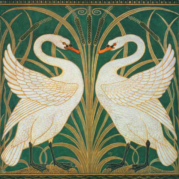 Wallpaper Design for panel of Swan, Rush & Iris a Walter Crane