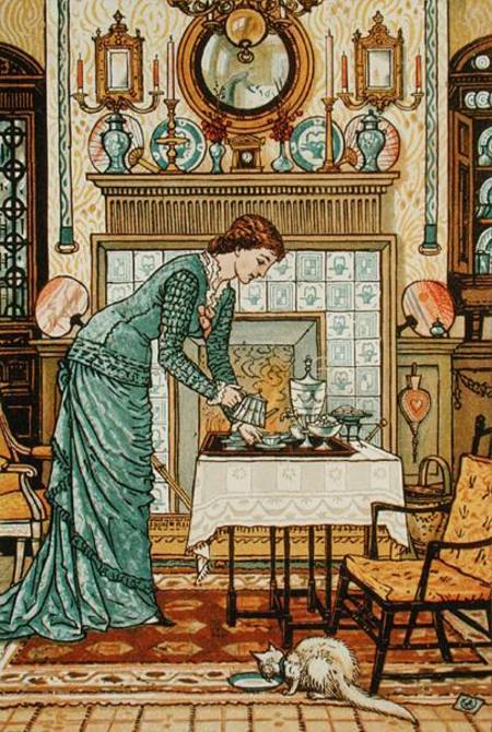 My Lady's Chamber, frontispiece to 'The House Beautiful' by Clarence Cook, published New York a Walter Crane
