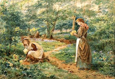 Girls Picking Wild Flowers a Walter Duncan