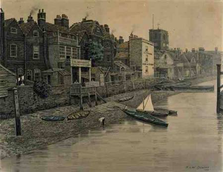 A Thames View Showing the Adam and Eve Tavern in Chelsea a Walter Greaves
