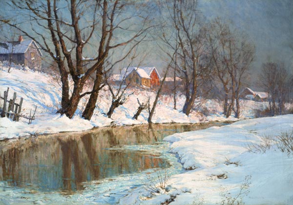 Winter morning at the brook. a Walter Launt Palmer