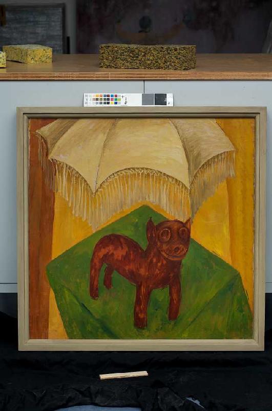 Hund mit Schirm a Walter Ophey