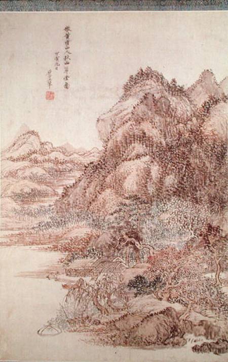 Autumn Mountains (pen & ink on paper) a Wang-Huei