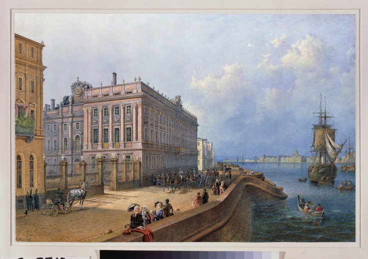 View of the Neva Embankment and the Marble Palace in St. Petersburg a Wassili Sadownikow