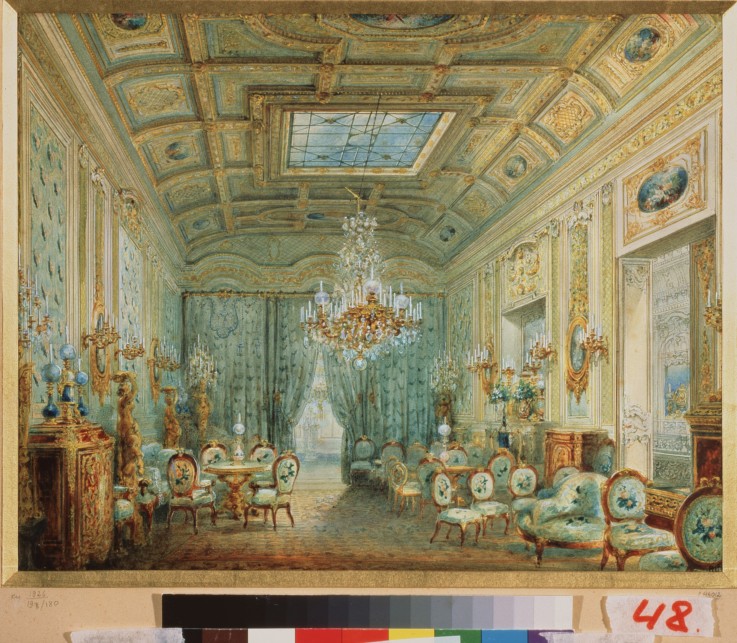 The living room with Pastels a Wassili Sadownikow