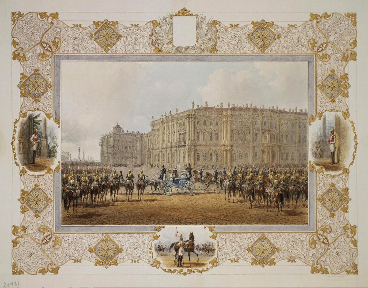 Review of the Horse-Guardsmen Regiment in Front of the Winter Palace a Wassili Sadownikow