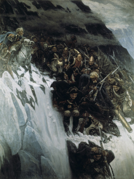 Suvorov crosses Alps / Surikov Painting a Wassilij Iwanowitsch Surikow