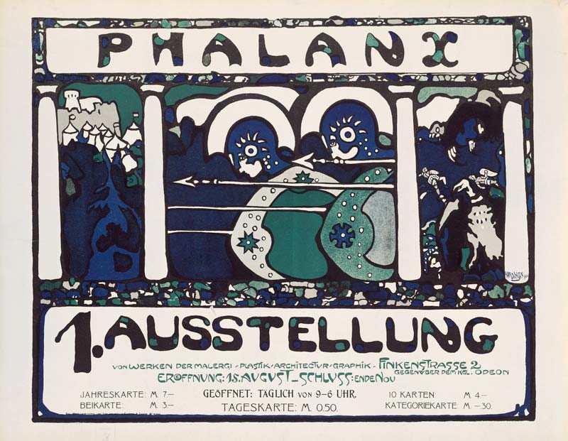 Poster of the first phalanx exhibition (after a drawing of Kandinsky) a Wassily Kandinsky