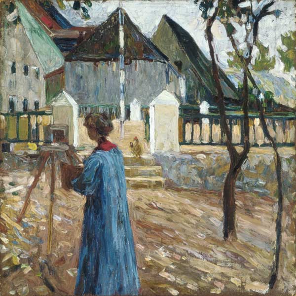 Gabriele Münter when painting in Kallmünz. a Wassily Kandinsky