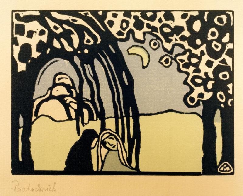 Two Women in Moonlit Landscape a Wassily Kandinsky