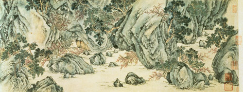 The Journey to the 'Land of the Immortals' detail of 'The Peach Blossom Spring' from a poem entitled a Wen  Zhengming