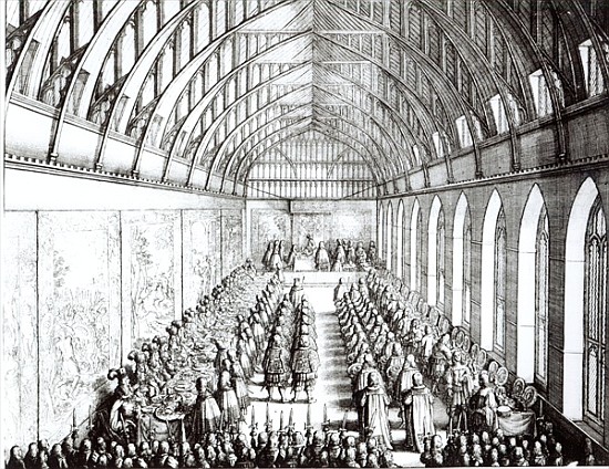 Garter Feast in St. George''s Hall, Windsor, in the time of Charles II a Wenceslaus Hollar