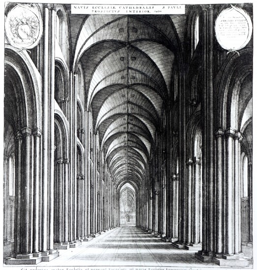 Interior of the nave of St. Paul''s a Wenceslaus Hollar