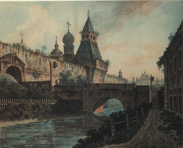 View of St. Nicholas Gates to Kitay-gorod in Moscow a Werkst. Alexejew