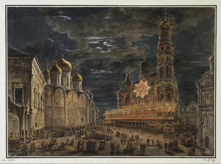 Illumination at the Sobornaya Square in Honour of Emperor Alexander I Coronation a Werkst. Alexejew