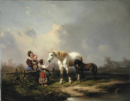 Feeding the Mare and the Foal a Wilhelm Alexander Meyerheim