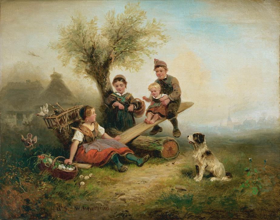 Spielende Kinder am Dorfrand a Wilhelm Alexander Meyerheim