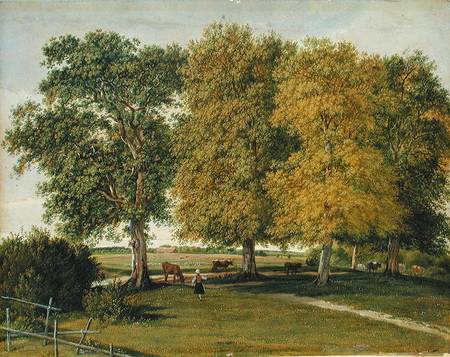 Herder with Cattle beneath Autumnal Trees a Wilhelm Alexander Wolfgang von Kobell