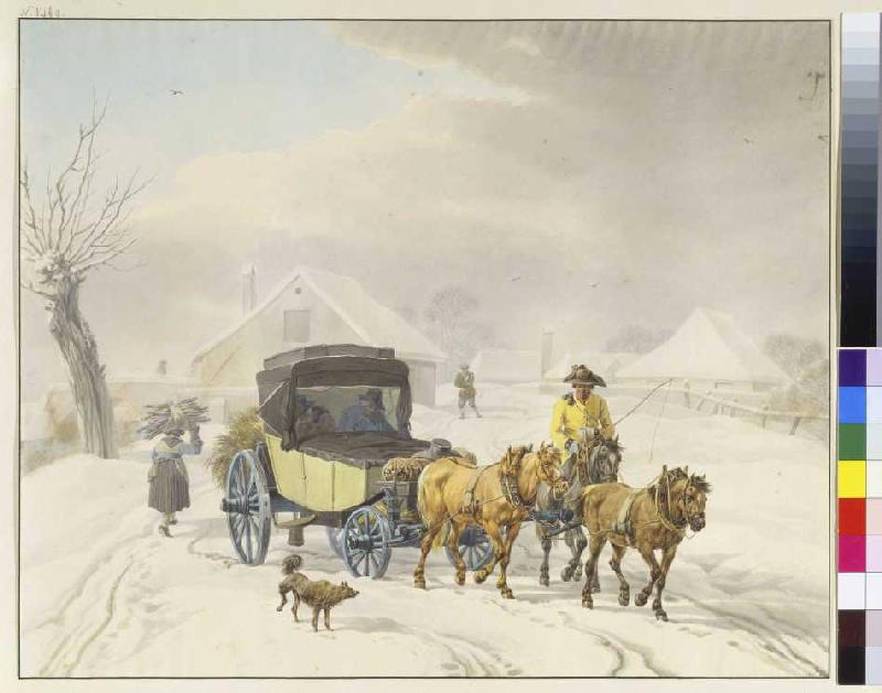 Postkutsche im Winter a Wilhelm Alexander Wolfgang von Kobell
