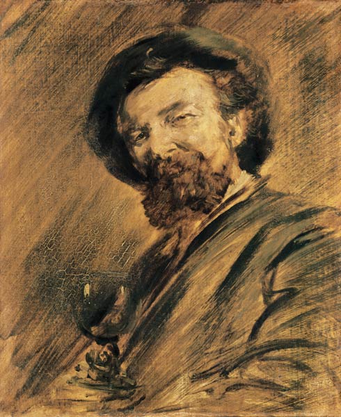 Self-portrait with wine-glass a Wilhelm Busch