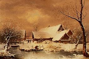 Snow-covered winter landscape. a Wilhelm Heinrich Schneider