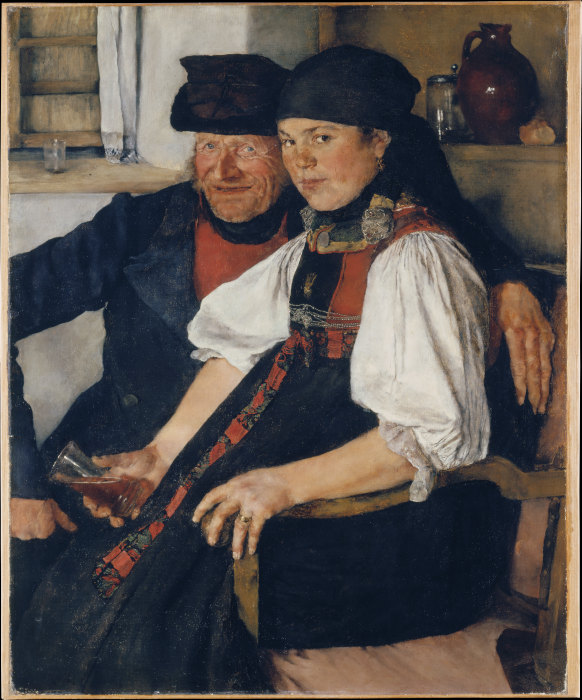 Elderly Farmer and Young Girl ("The Unequal Couple") a Wilhelm Leibl
